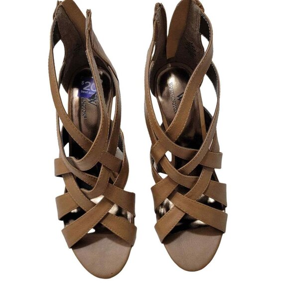 Worthington Womens heels size 8M rear zipper strappy 4 inch‎ man made materials - Picture 2 of 9